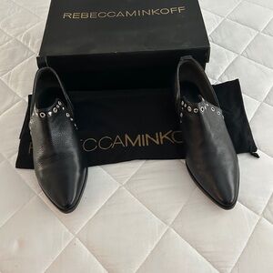 Rebecca Minkoff Black Ankle Boots with Silver Eyelets